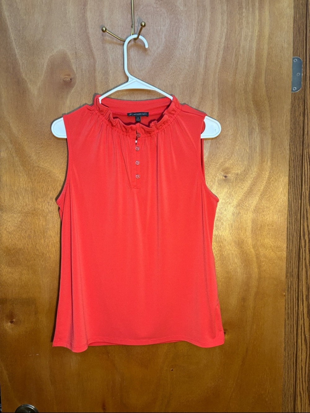 Adrianna Papell Coral Ruffle-Neck Sleeveless Top